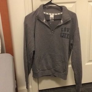 VS Pink gray quarter zip